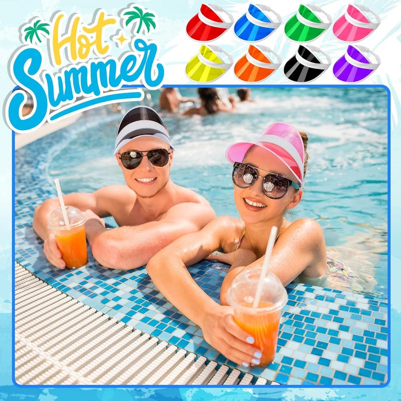 Tarpop 8 Pack Poker Visors Bulk Plastic Bingo Hat Dealer Casino Visors Clear Beach Sunhat for Women Party Outdoor - Image 5